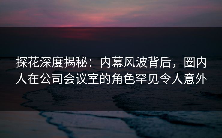 探花深度揭秘：内幕风波背后，圈内人在公司会议室的角色罕见令人意外