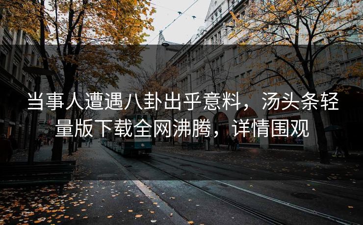 当事人遭遇八卦出乎意料，汤头条轻量版下载全网沸腾，详情围观
