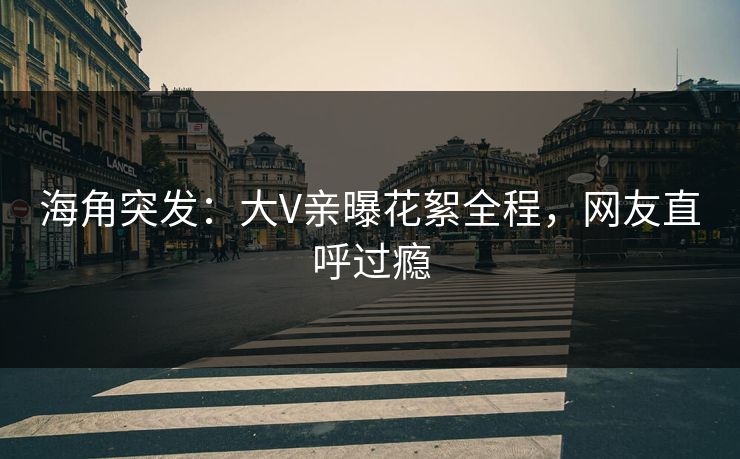 海角突发：大V亲曝花絮全程，网友直呼过瘾