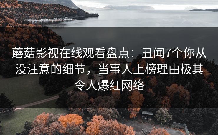 蘑菇影视在线观看盘点：丑闻7个你从没注意的细节，当事人上榜理由极其令人爆红网络