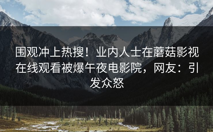 围观冲上热搜！业内人士在蘑菇影视在线观看被爆午夜电影院，网友：引发众怒