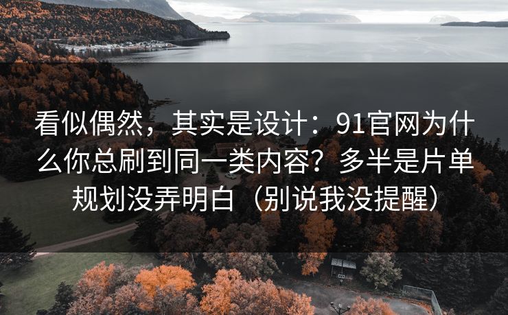 看似偶然，其实是设计：91官网为什么你总刷到同一类内容？多半是片单规划没弄明白（别说我没提醒）